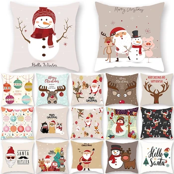 

1Pcs Christmas Winter Snow Pattern Cushion Cover Polyester 45*45cm Decorative Pillowcase New Year Sofa Home PillowCover 41004