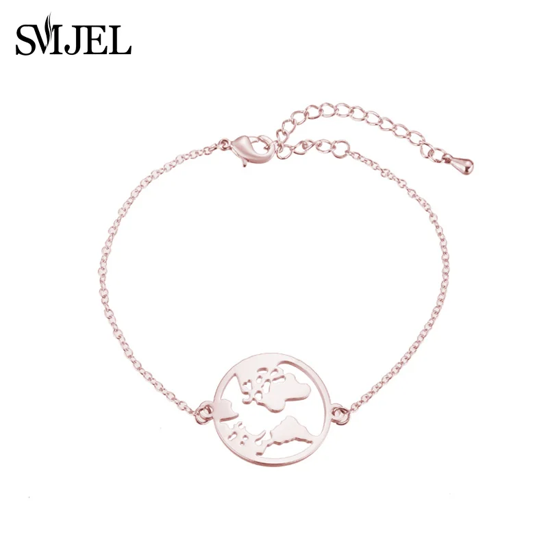 Rose bracelet SMJEL Для женщин минималистичные серебряные браслеты с Микки ножной браслет в богемном стиле Винтаж карта мира Волна Браслеты на ногу женские ювелирные изделия, посвященные тематике серфинга - Окраска металла: Rose bracelet