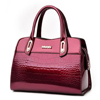 

2020 Fashion High Quality Patent Leather Luxury Tote Bag Embossed Crocodile Pattern Shoulder Bag Women's Messenger Bag