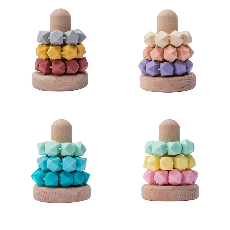 Lets Make-Torre de apilamiento de estrella de color Jenga, torre de madera Montessori para Aprendizaje de flores, juguetes para Educación Temprana, regalo para niños y niñas