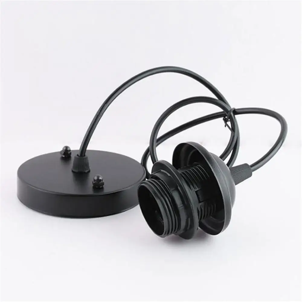 Black E27 Lampshade Holder With Wire Canopy For Pendant Lamp, Lamp