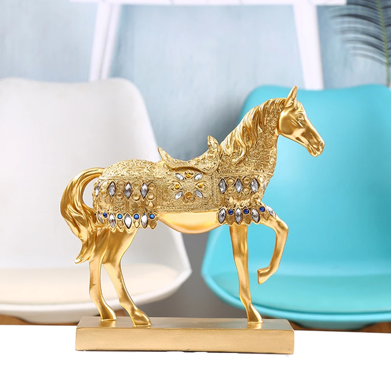 

Golden Horse statue Animal Resin Sculpture Home Decoration Accessories statues for decoration