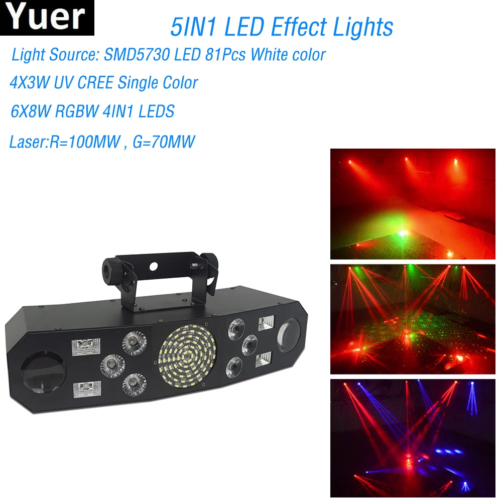 Professional Strobe Laser Pattern Flash Derby 5in1 Stage Effect Light