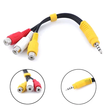 New 1pcs 3.5mm Aux Male Stereo to 3 RCA Female Audio Video AV Adapter Cable for High-Performance Video and Audio Playback
