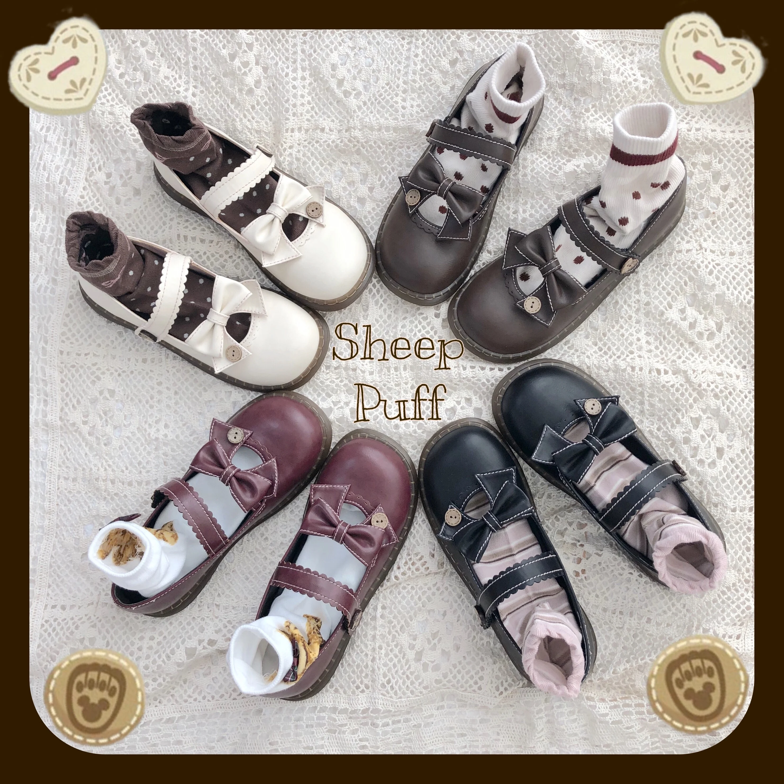 Японские милые туфли с ремешками, туфли в стиле «Лолита» в винтажном стиле; круглый носок; удобная женская обувь милый кружевной бант кнопка обувь kawaii для девочек; костюм для костюмированной вечеринки