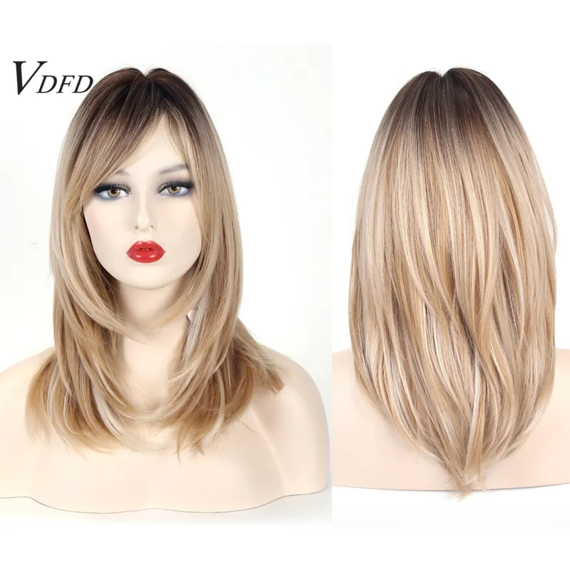 ombre hair brown to blonde medium length