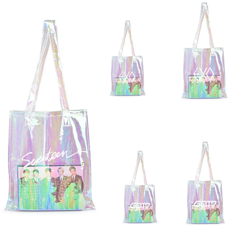 

Seventeen Got7 Twice EXO Wanna One Laser PU Shoulder Bag S.COUPS XIUMIN BAEKHYUN Students Bag LJJ310