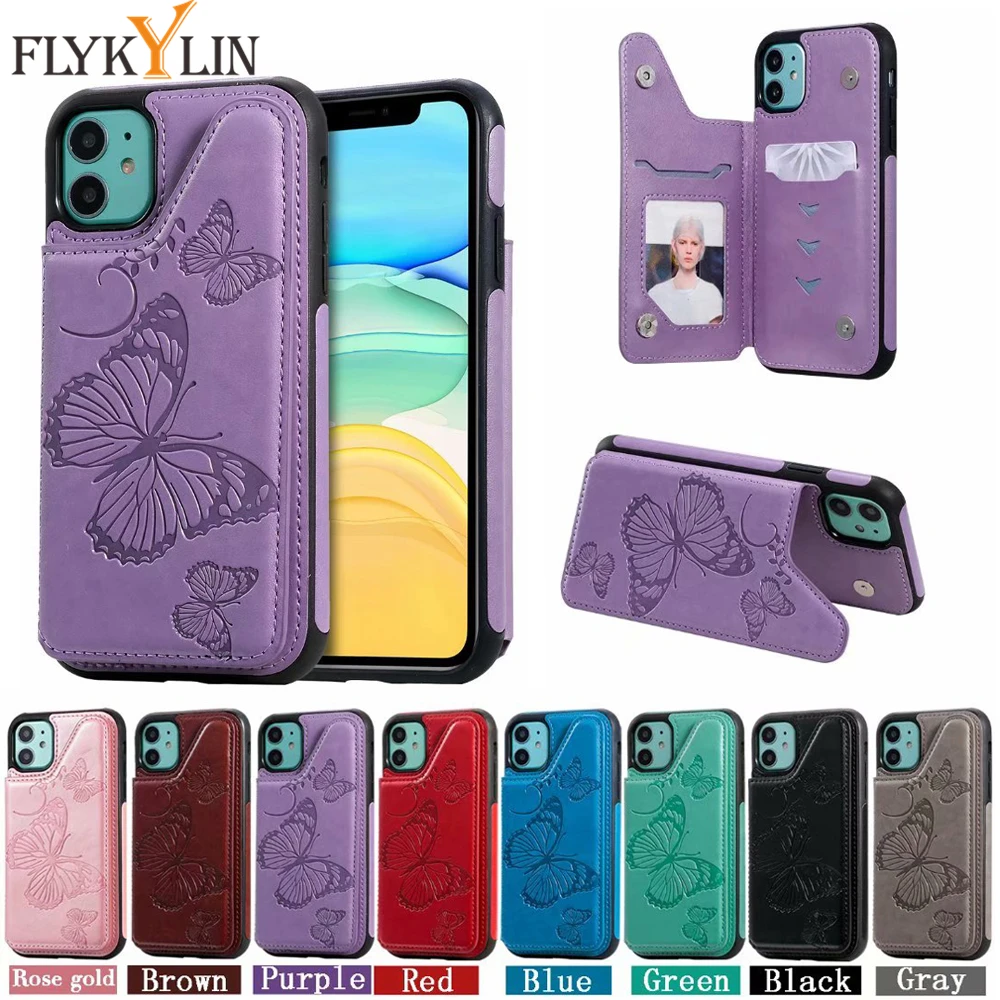 3D Butterfly Leather Case for iPhone XS 11 Pro Max XR X Flip Wallet Cover on for iPhone 8 7 6S 6 Plus SE 2020 11Pro Phone Case iphone 8 lifeproof case