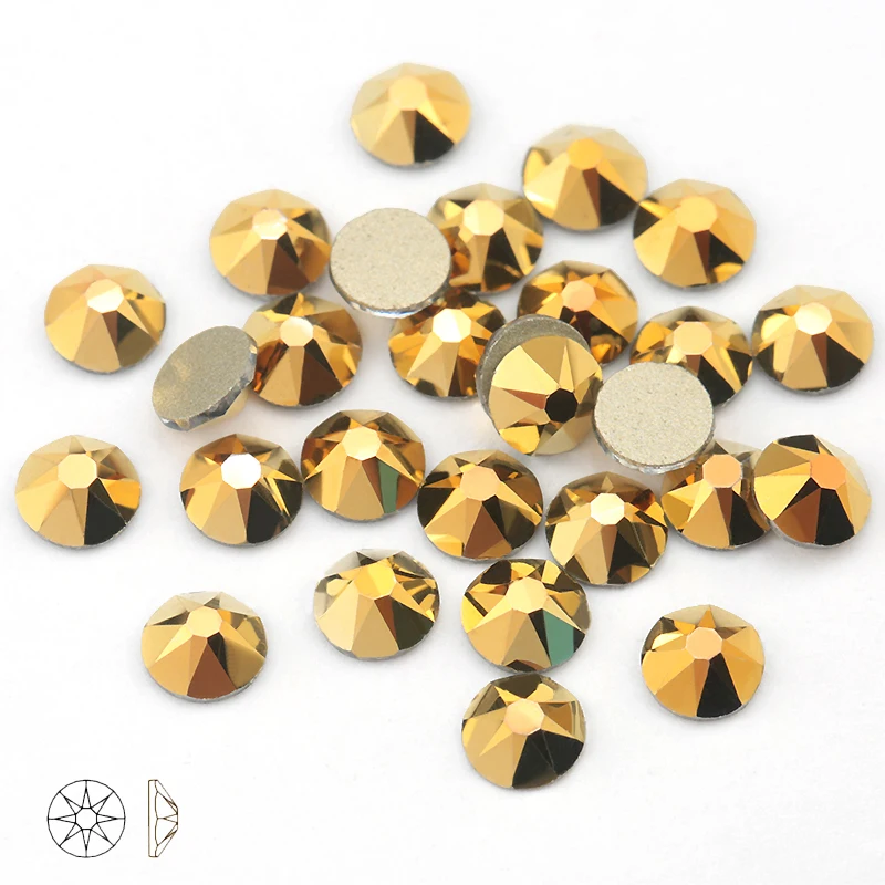 SS16 SS30 Aurum/Jet Hematite 8 Big Small Crystal Glass Стразы для одежды 2088 не горячая фиксация плоские