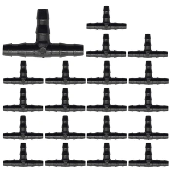 

150 Pcs 1/4Inch Universal Barb Tee Fittings with Barbs, for 1/4Inch Drip Irrigation Pipes for Flower Pots, 4/7mm Tees