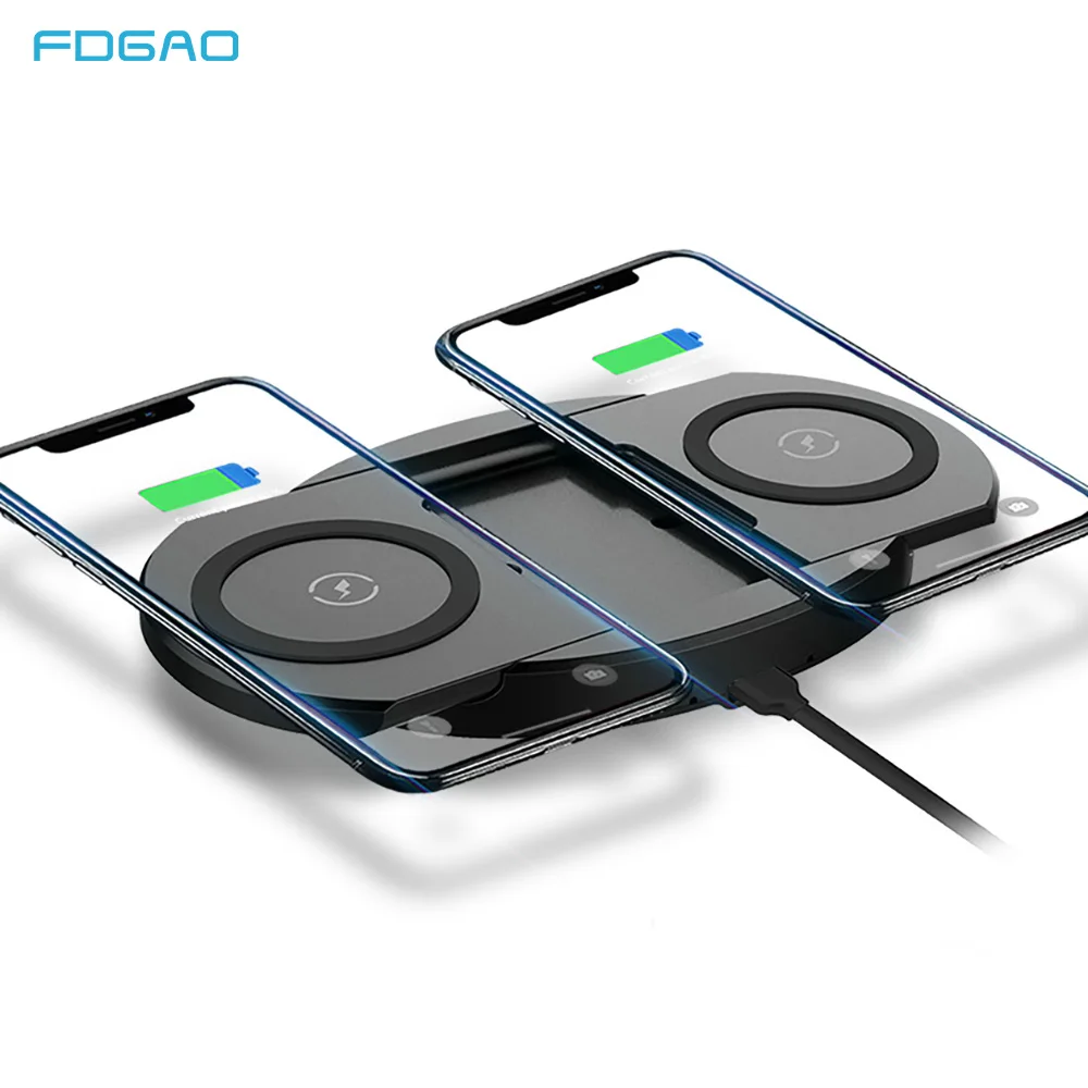 

FDGAO Dual Seat Qi Wireless Charger Dual 10W Wireless Charging Pad For iPhone 11 Pro Max Xs Xr X 8 AirPods Pro Samsung S10 S9