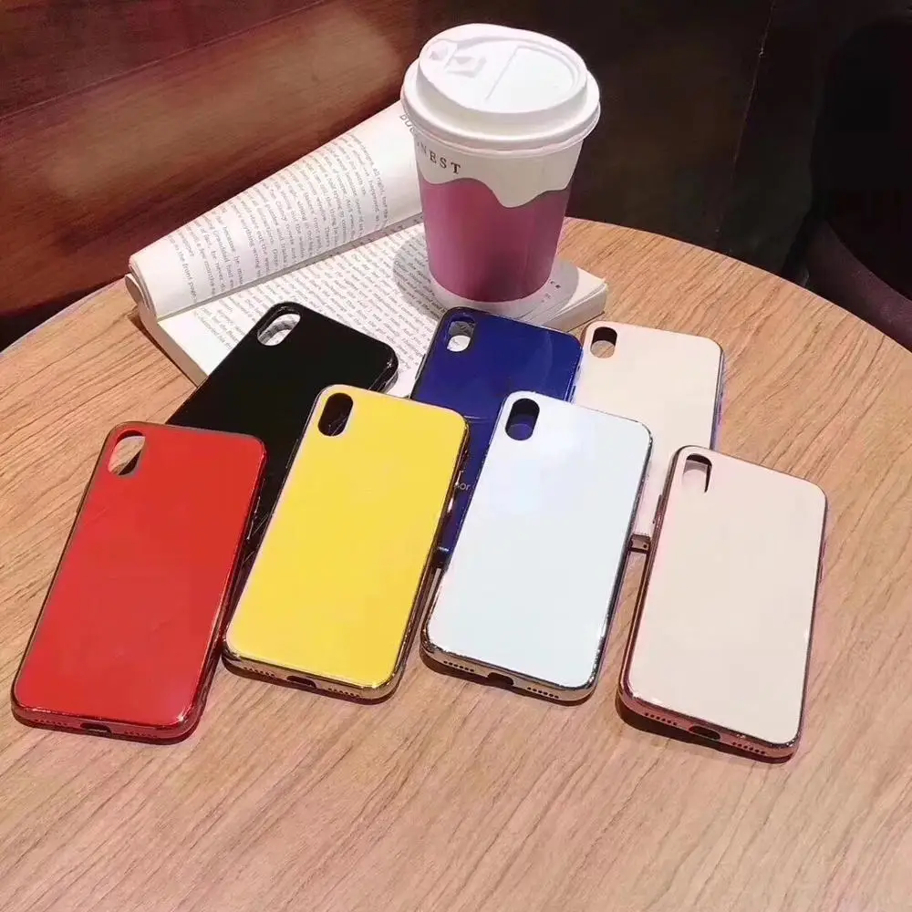 

Luxury Eletroplate Tempered Glass Case for iPhone X Xs Max XR 8 7 6 6s Plus Cute Bling Hard Cover Fashion Protective Shell