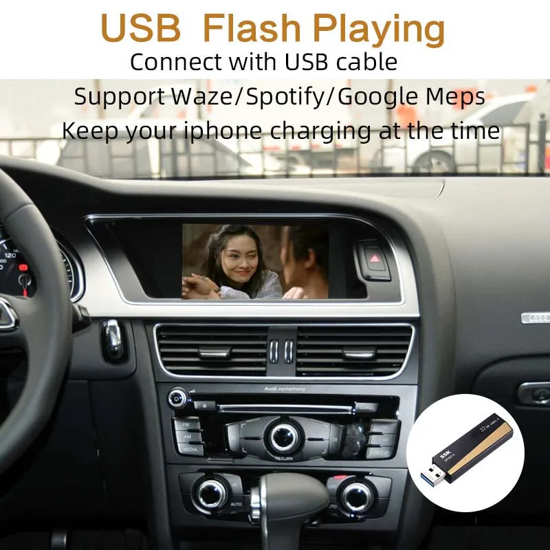 Sinairyu Wifi Wireless Apple CarPlay Car Play Android Auto Mirror for Audi 2009-2019 A4 A5 Q5 Non MMI OEM Retrofit Touchscreen