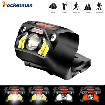 

8000lm powerful LED induction headlight built-in battery USB charging head lamp flashlight hand-free fishing light hiking torch