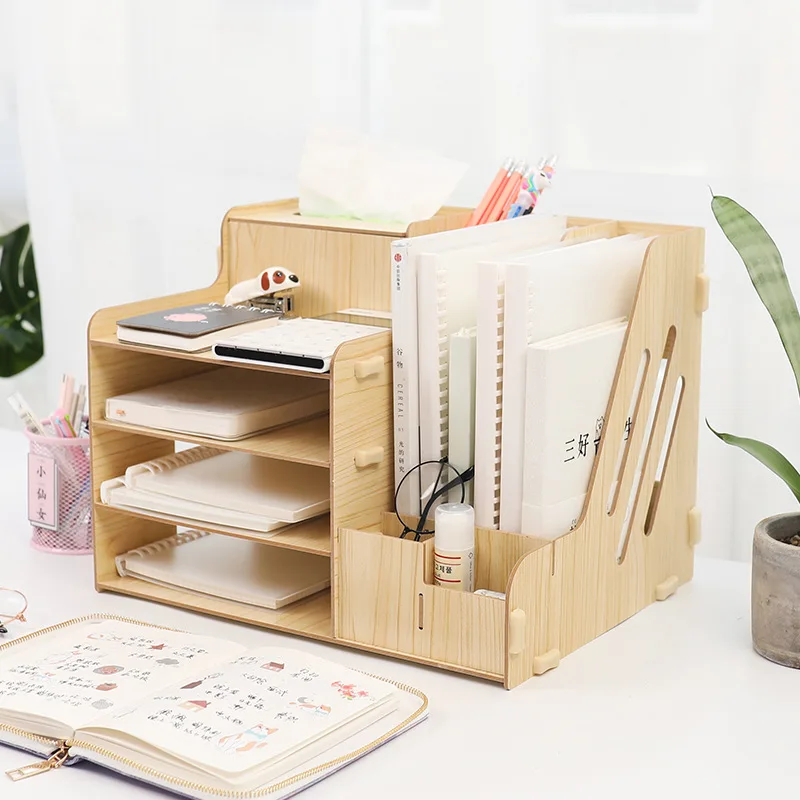

multifunctional Desktop office Organizer Storage Box Pen Pencil Box Jewelry Makeup Holder Stationery Brown Office storage rack