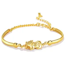 MxGxFam(16 см+ 5 см) благоприятный древние Храбрые войска Браслеты и браслеты для Для женщин Ювелирное Украшение с изображением животных, цвет чистого золота 24 k