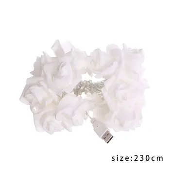 

String Lights 20 Leds Acrylic Fur Balls Rose Flower Lamp For Indoor Outdoor Garden Christmas Party Lights Festival USB Charging