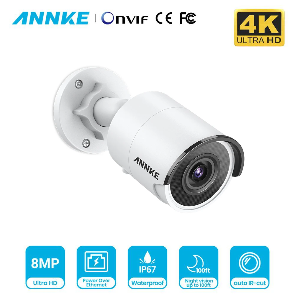 ANNKE, 1 шт., Ультра HD, 8 Мп, POE камера, 4 K, для улицы, для помещений, защита от атмосферных воздействий, сеть, пуля, EXIR, ночное видение, оповещение по электронной почте, комплект видеонаблюдения