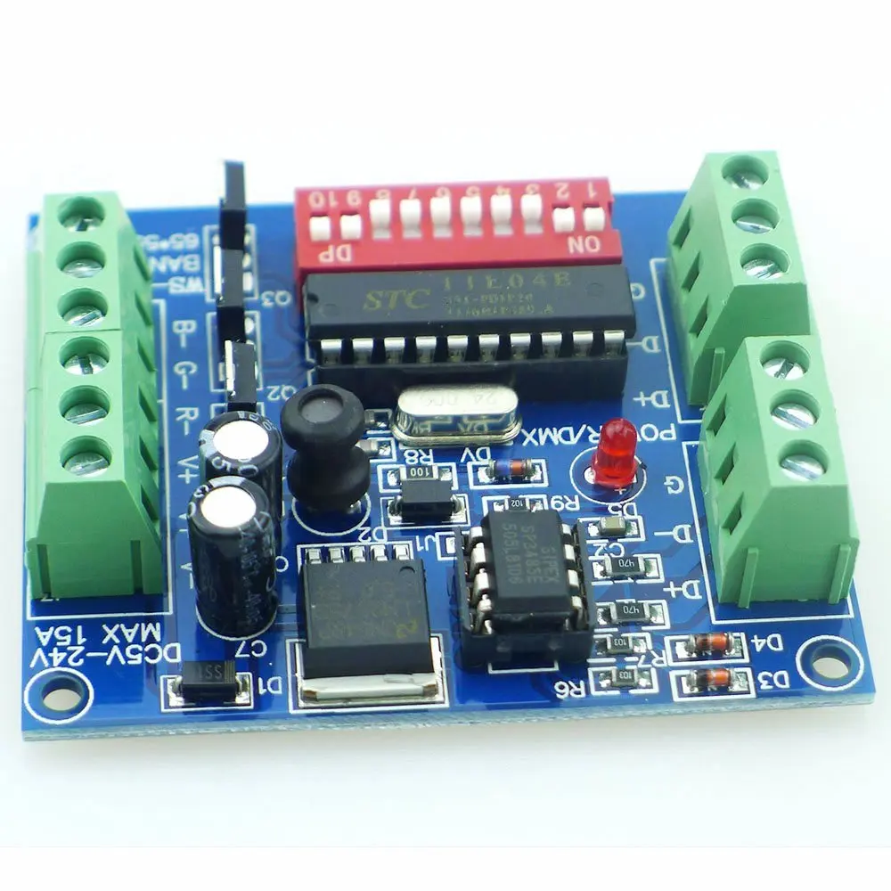 3 канала DMX512 контроллер драйвер DMX декодер DC 5 в 12 В 24 В 15A CMOS выход управления RGB светодиодный свет jk1683