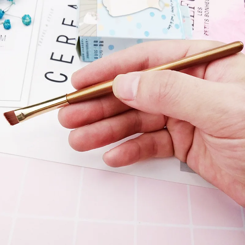 1Pcs Angled Eyebrow Brush Nylon Hair Bevel Eyebrow Brush Eye Makeup Brush Single Liquid Eyeliner Cosmetics Tools