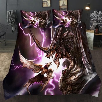 

Men Fashion 3D Lightning Dragon Printing Bed Sets Duvet Cover with Pillow Cover 2/3 Pcs Bedding Set US/UK/AU 11 Size