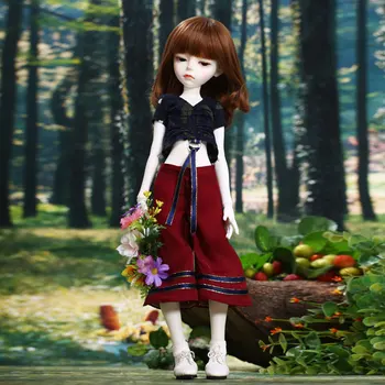 

1/4 BJD Dolls Female Makeup Doll with Dark Green Eyes and Full Clothing - (Fair Skin) Manon Aimd 4.3 Half Sleep Eyes Version