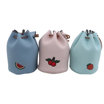

Fruit Printed Small PU Key Pouch Wallet Drawstring Bag Coin Purse For Women Girls Drawstring Purses