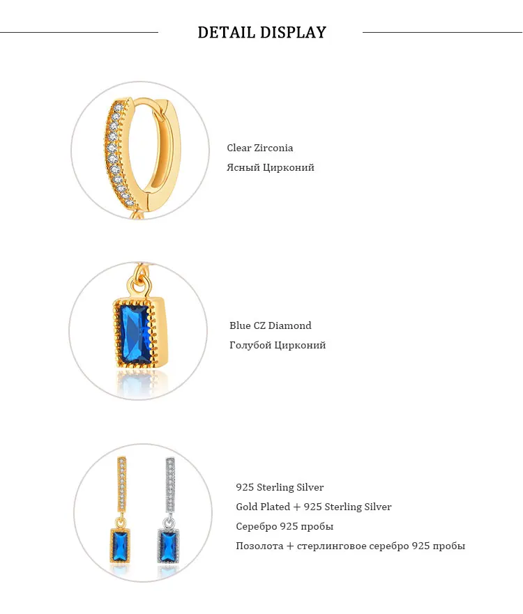 SUPERWEAR 925 пробы серебряные серьги Huggie с шармом желтого золота цвет роскошный обруч с камнем Серьги для женщин корейские ювелирные изделия