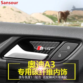 

Sansour Car Styling For Audi A3 8V 2013-2019 Interior Carbon Fiber Door Bowl Decoration Cover Trim Stickers Auto Accessories
