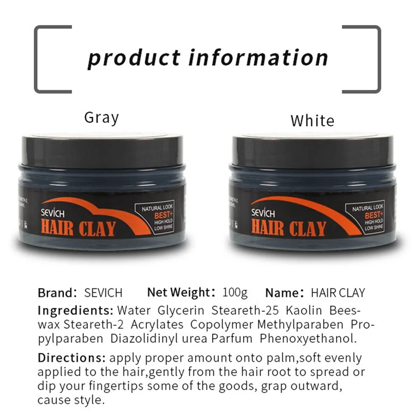 Модная глина для волос Sevich матовая грязь воск естественный внешний вид мужчин