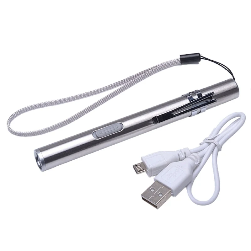 USB перезаряжаемый портативный светодиодный фонарик из нержавеющей стали маленький карманный фонарик наружный экстренный для выживания в походе факел - Цвет: yellow light