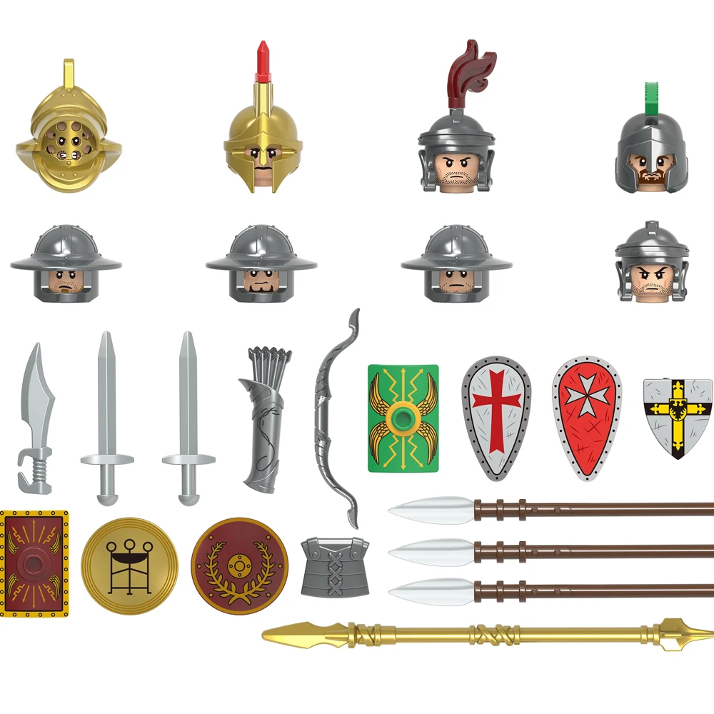 MOC Middle Ages Roman Greece Warrior Castle Knights Action Figure