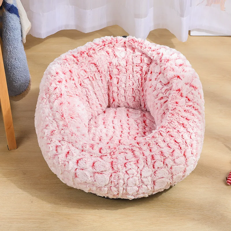 Adjustable Warm Fleece Pet Bed Kennel Soft Round Dog Cat Smothing Bed Winter Deep Sleeping Bag Sofa Puppy Cushion House Cats