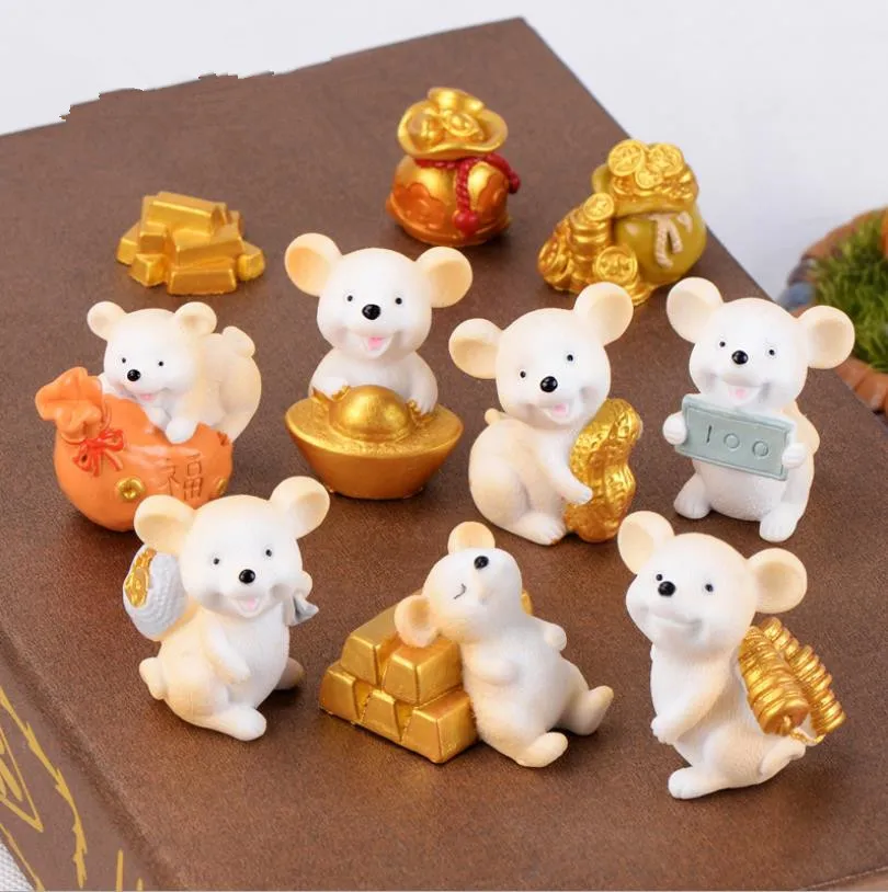 Money Fortune Cartoon Mouse bear mouse Ornaments Rich Mice Small Statue Little Figurine Crafts Cute Animal home Decoration