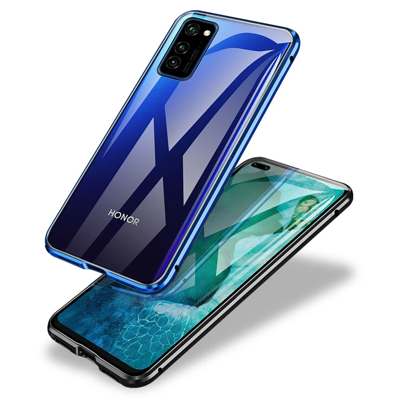 Чехол для huawei Honor V30 Pro 360, двойной металлический магнитный стеклянный Магнитный чехол, чехол для Honor V30 V 30, противоударный защитный чехол