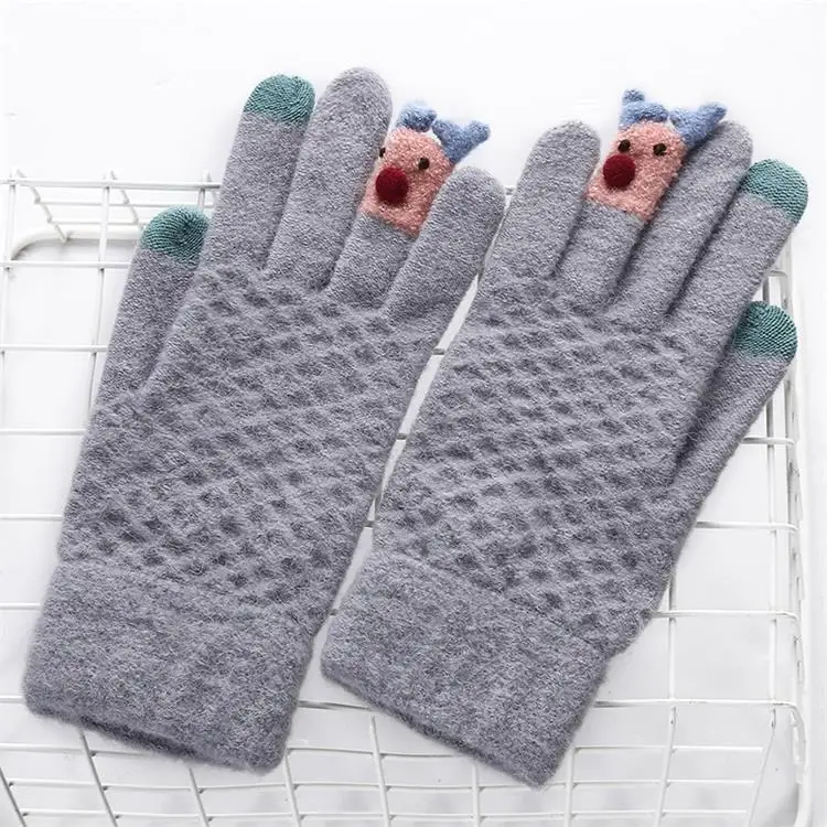 Dilidala зимние женские шерстяные вязаные перчатки с рисунком лося теплые перчатки Зимние перчатки для сенсорного экрана высокое качество ветрозащитный - Цвет: 1