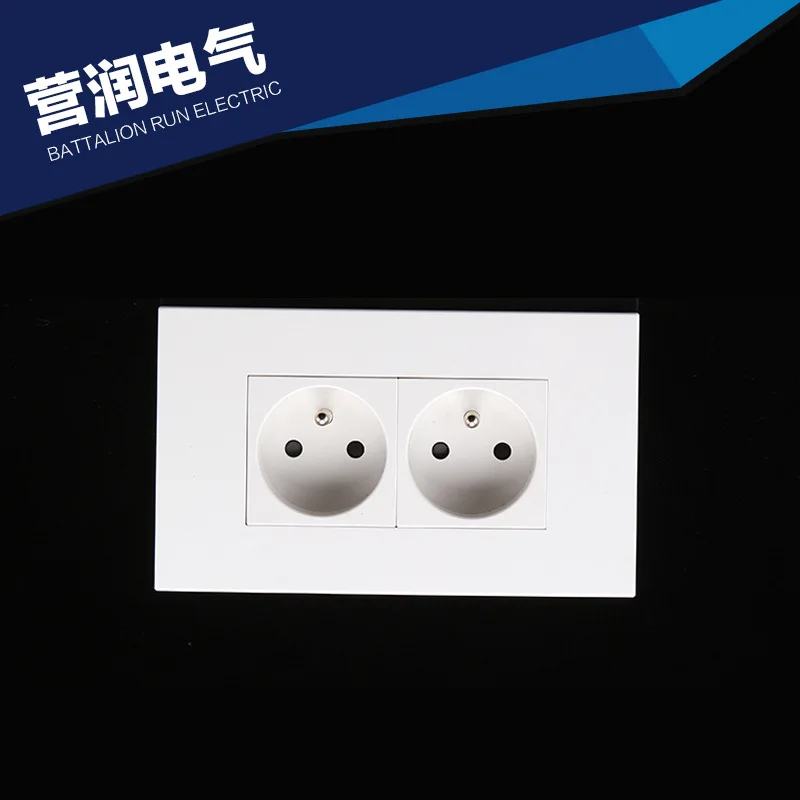 146mm Type French Standard Double Wall Power Outlet Ce Certified Pc Material Socket 250v 16a Cr