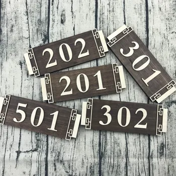 

Big Modern House Wood Number Door Sign Retro Style Numbers Address Plaque Digits House Hotel Personalized Creative Customized