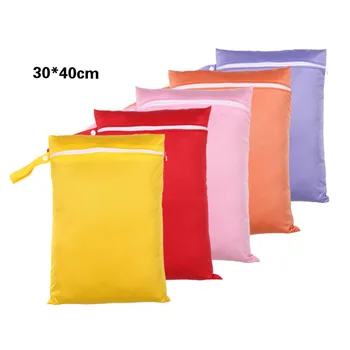 

1PC Baby Diaper Bags Solid Color Diaper Changing Wet Bag Baby Waterproof Cloth Dry Bag Baby Travel Portable Stroller Hanging Bag