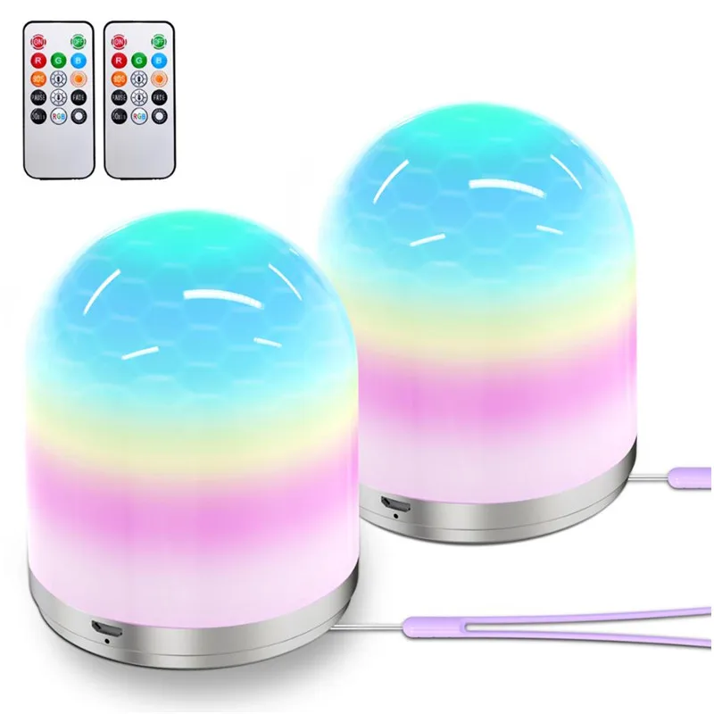 

Night Lights for Kids Rooms USB Rechargeable RGB Bedroom Decorative Table Lamp Dimmable Baby Gift with Remote Control RGB Light