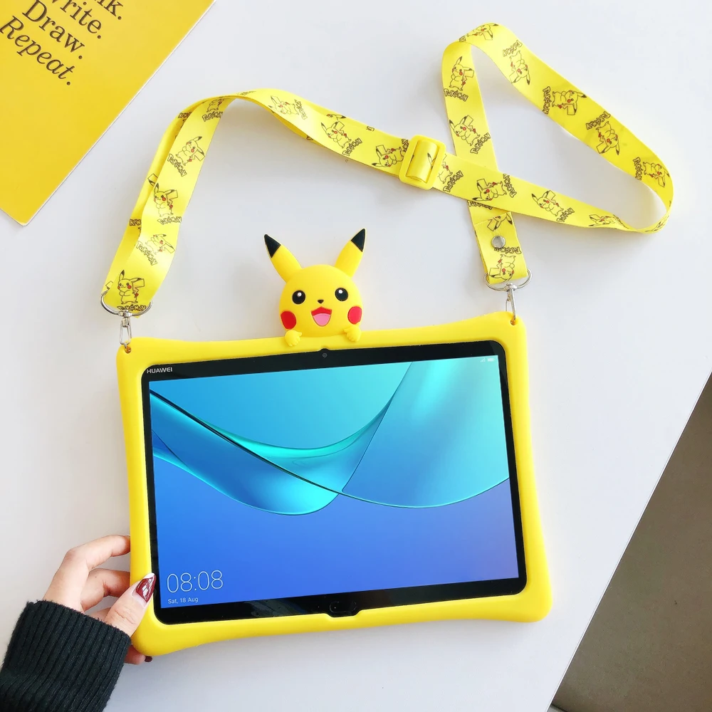 

Cover For Huawei MediaPad T5 10 AGS2-W09 AGS2-L09 AGS2-L03 Cartoon Kids Case For Media Pad T5 10.1'' Silicon Funda + strap