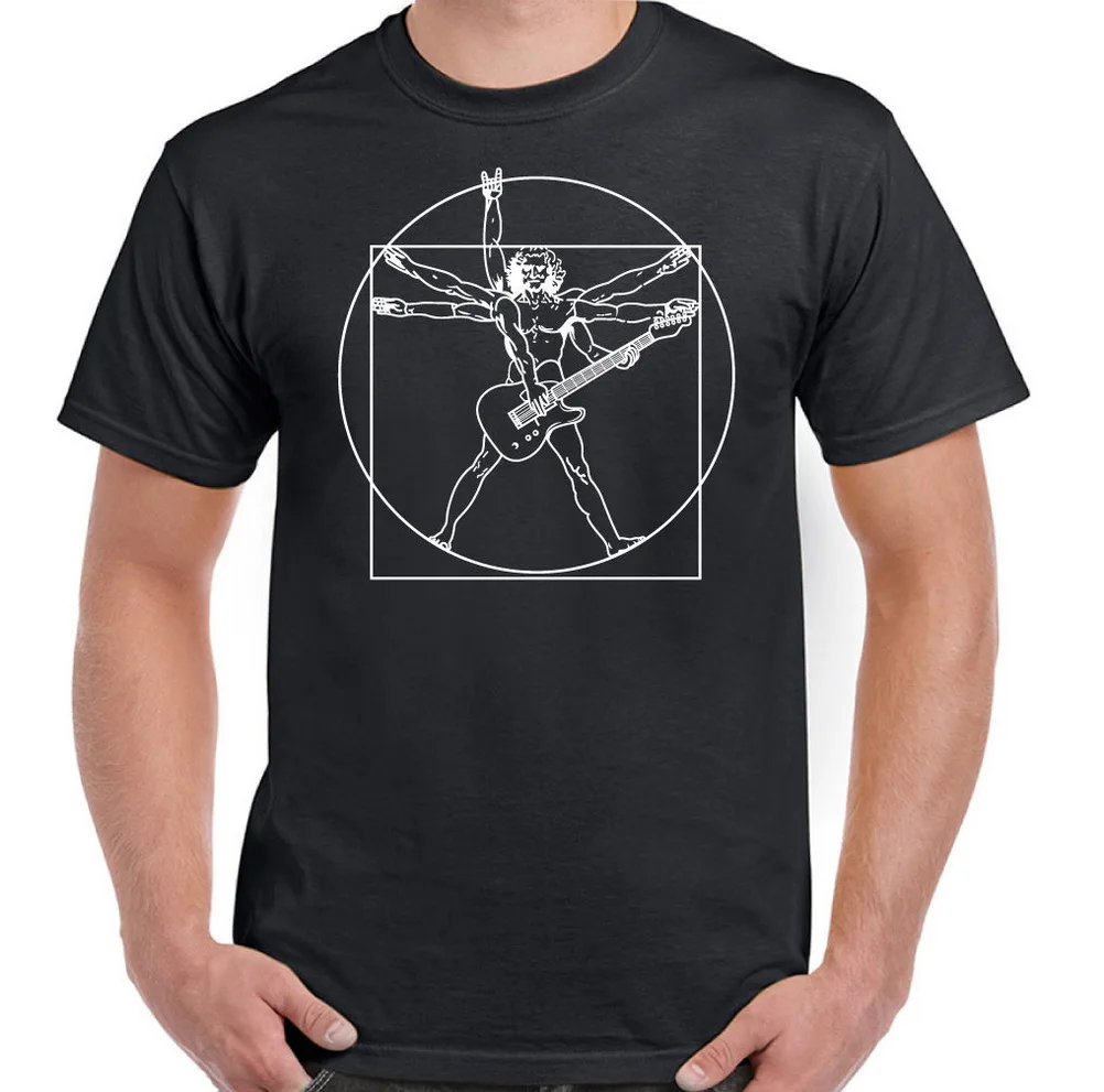 Camiseta Guitar Rock Para Hombre – Diseño Vitruvio, Talla XXL, Color Burdeos