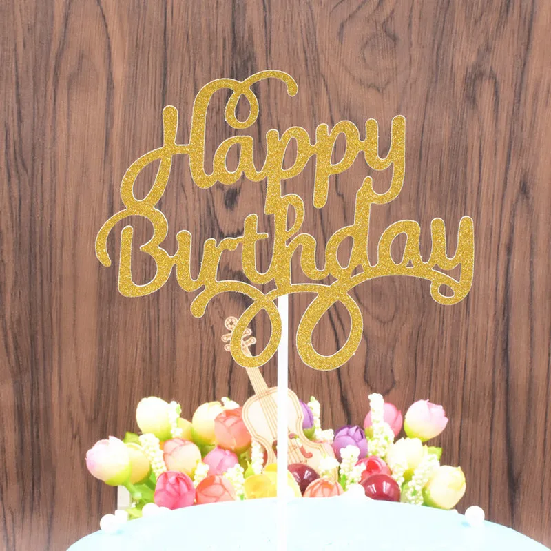 5 шт. топперы для торта бумажные блестки с днем рождения баннер для кекса Топпер обертка для выпечки чашки День рождения Свадебные украшения