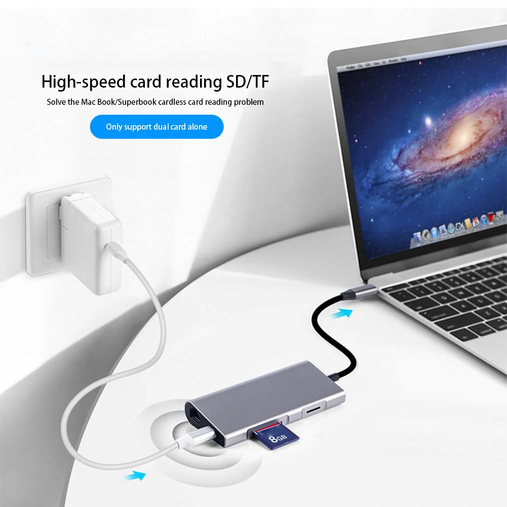 USB 3,0 к HDMI адаптер C-хаб на зажиме type-C8-In-1 Многофункциональный C-type конвертер адаптер
