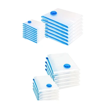 

24 Pieces Reusable Travel Vacuum Bag 77% Space Saver for Bed Linen, Blankets, Clothes, Pillows, Comforters: 6 Pieces 80X100Cm +