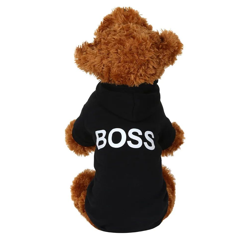 Одежда для собак; принт Boss; флисовые толстовки с капюшоном; толстовки; повседневные спортивные рубашки для домашних животных; зимнее теплое пальто для собак; Одежда для маленьких и средних собак; Новинка