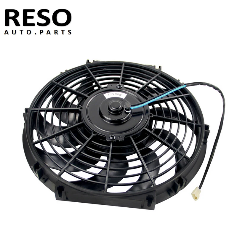 Black 10 12 14 Inch 12V 80W Electric Universal Auto Cooling Radiator Fan Mounting Kit with Slim Reversible Blade Fan electric fan car fan