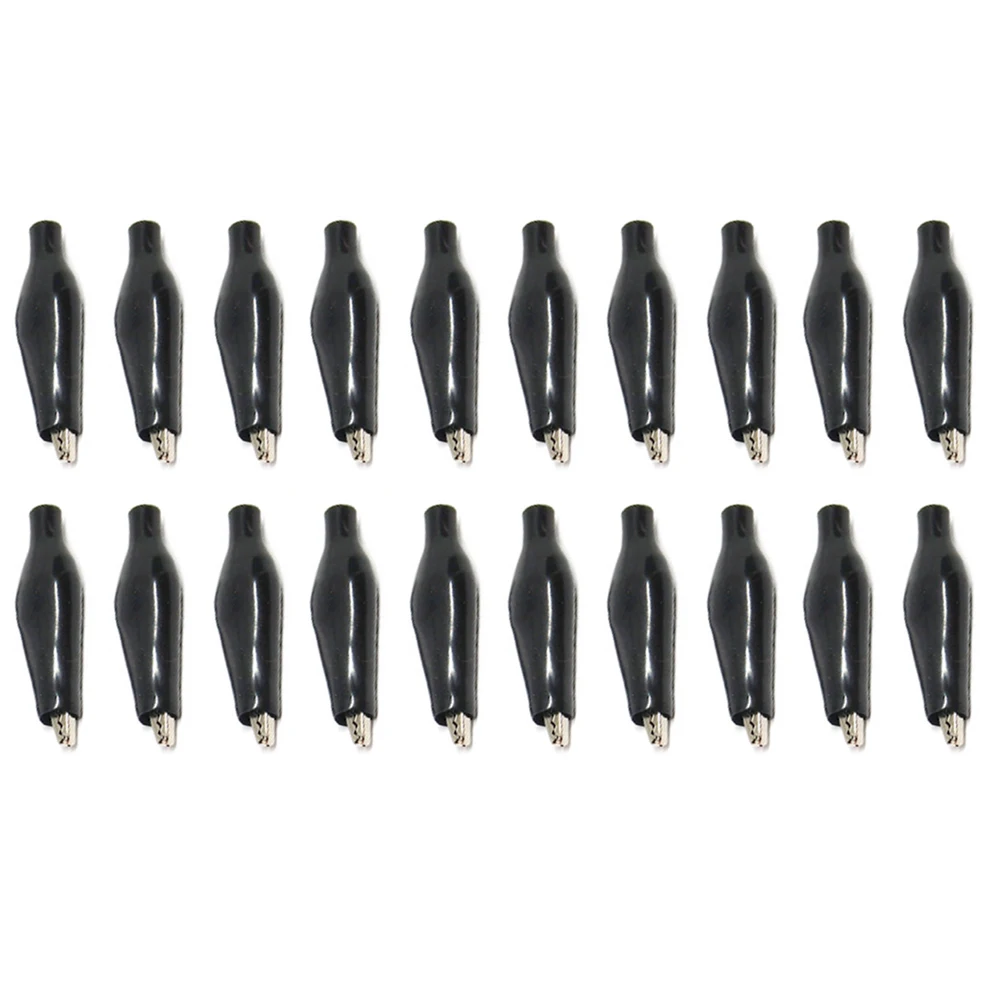 Alligator Clips 20Pcs 28MM Metal Alligator Clip Crocodile Electrical Clamp Testing Probe Meter Black Red with Plastic Boot Car Auto Battery