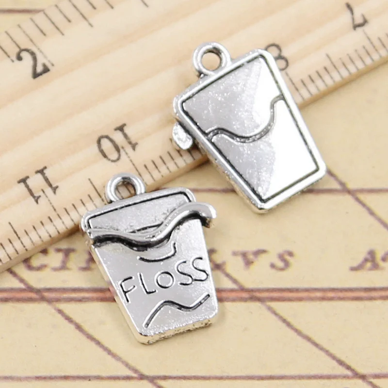10pcs Charms Cleaning Floss 19x14mm Tibetan Silver Color Pendants Antique Jewelry Making DIY Handmade Craft | Украшения и