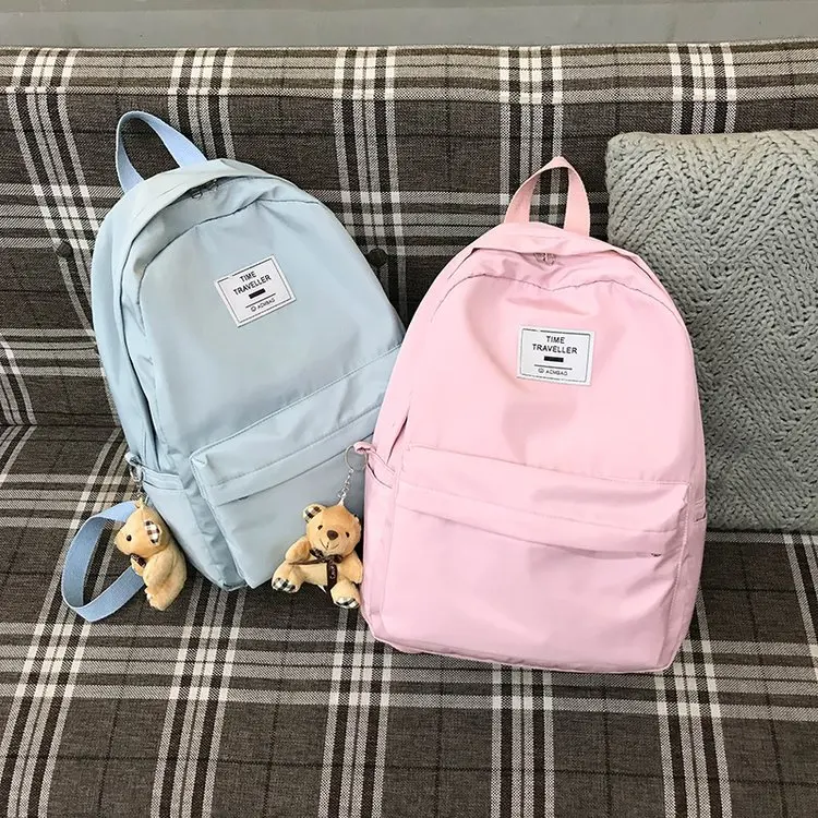 

2019 New Style College Style Middle School Students School Bag Women's Hipster Solid Color Backpack Korean-style Large Capacity